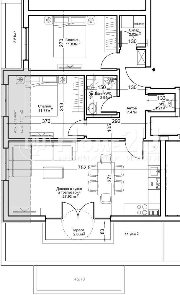 En venta  2 dormitorios Varna , k.k. Sv.Sv. Konstantin i Elena , 91 metros cuadrados | 63516381 - imagen [2]