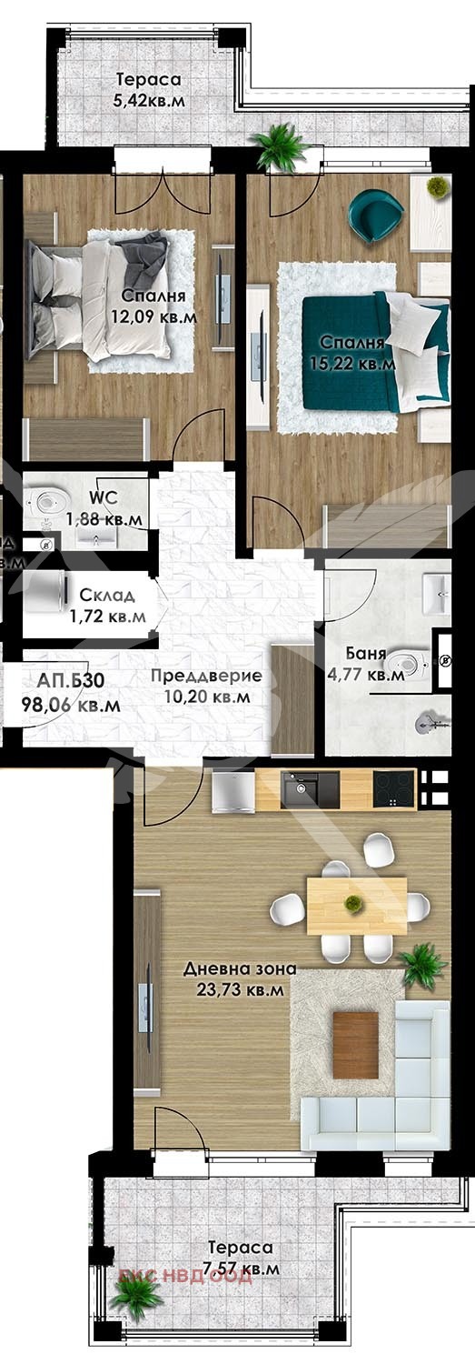 Продава  3-стаен град Пловдив , Остромила , 112 кв.м | 76610159