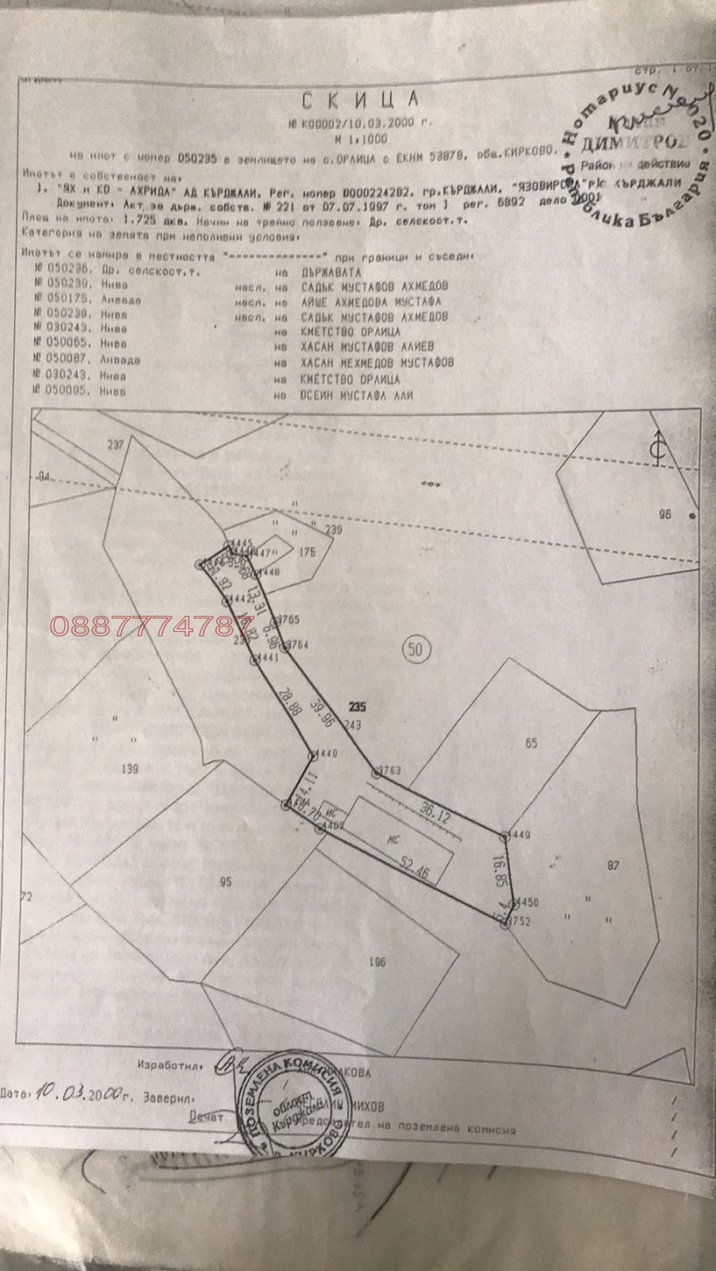 Продава ПАРЦЕЛ, с. Орлица, област Кърджали, снимка 7 - Парцели - 53119301