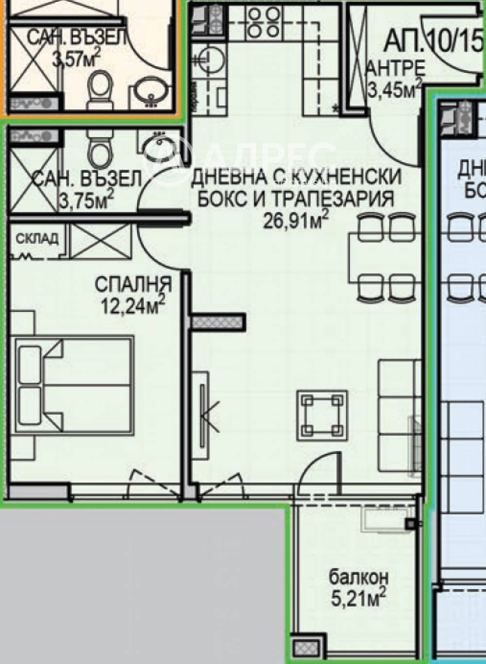 Продава 2-СТАЕН, гр. София, Обеля 2, снимка 4 - Апартаменти - 55923351