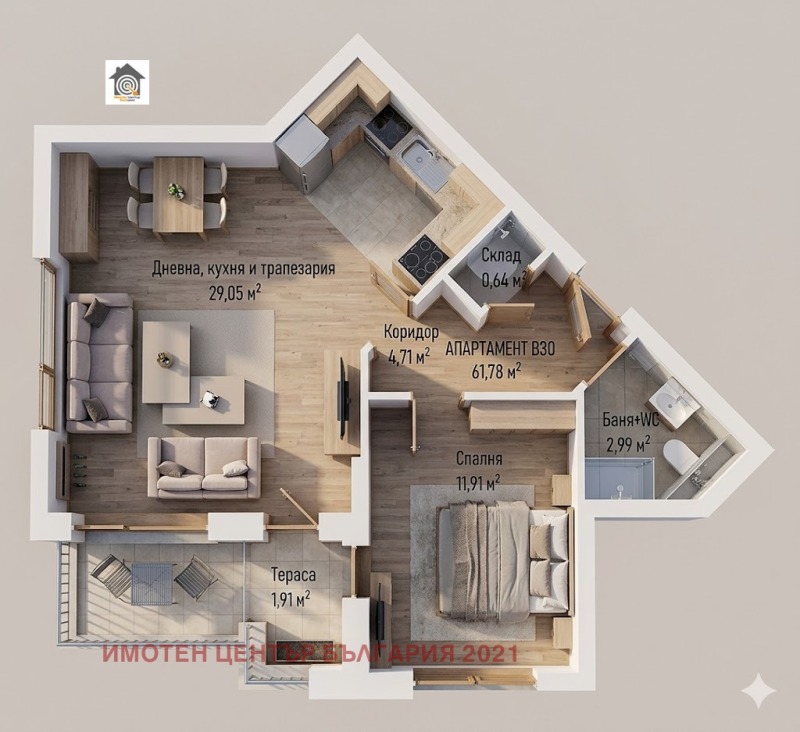 Продава 2-СТАЕН в град София, Младост 3 - 79 кв.м / 199 999 € » 391 164.04 лв., ИМОТЕН ЦЕНТЪР БЪЛГАРИЯ 2021