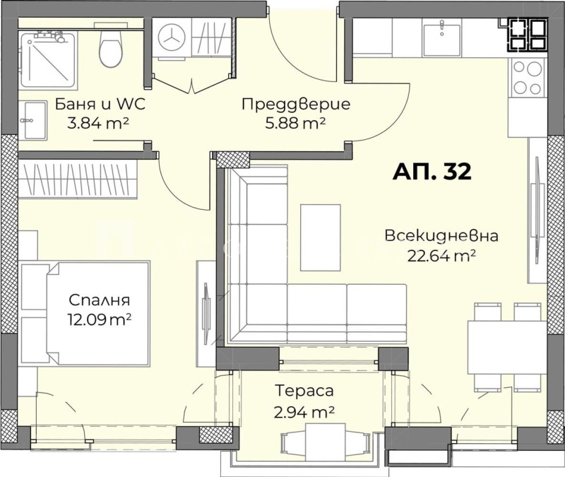 Продава  2-стаен град Пловдив , Пещерско шосе , 67 кв.м | 56983967 - изображение [2]