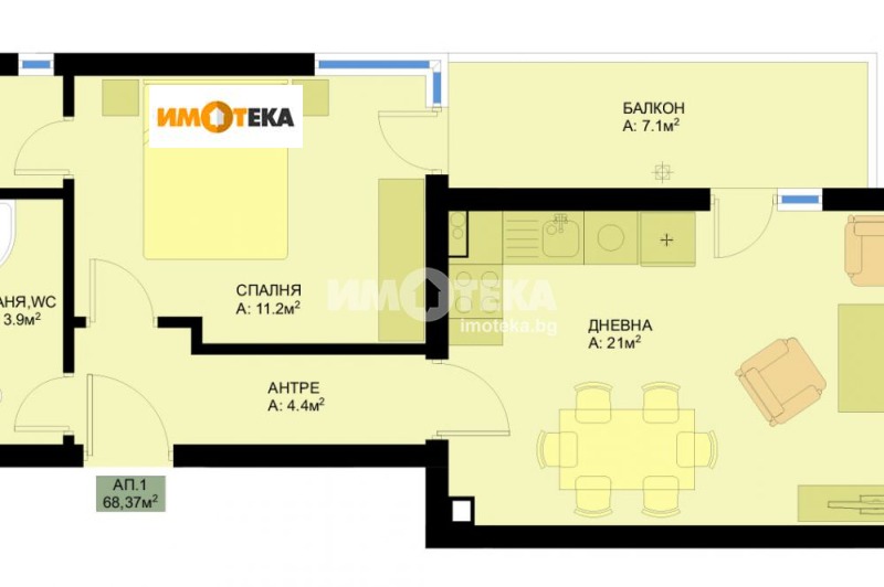 En venta  1 dormitorio Varna , Pobeda , 68 metros cuadrados | 30541583 - imagen [2]