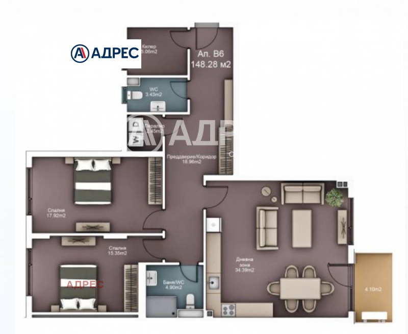 Te koop  2 slaapkamers Varna , k.k. Sv.Sv. Konstantin i Elena , 149 m² | 73565295 - afbeelding [3]