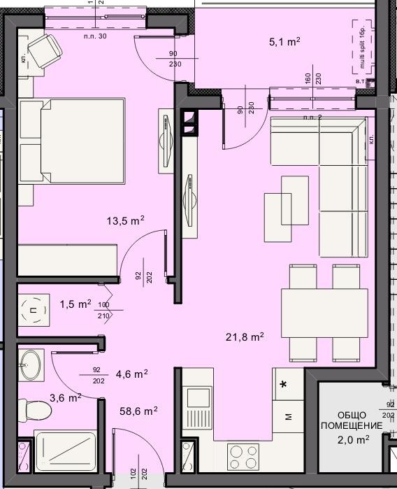 Te koop  1 slaapkamer Burgas , Krajmorie , 65 m² | 41284866 - afbeelding [4]