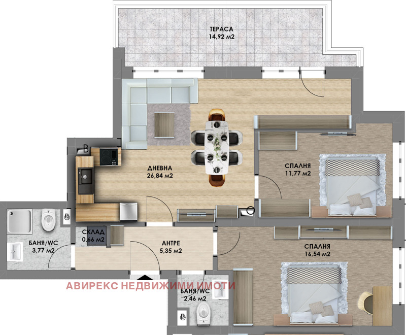 En venta  2 dormitorios Plovdiv , Jristo Smirnenski , 113 metros cuadrados | 25194120