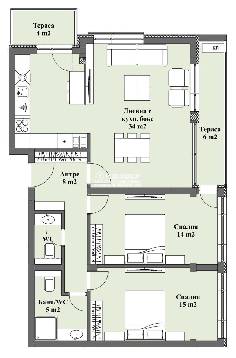 En venta  2 dormitorios Plovdiv , Zapaden , 127 metros cuadrados | 34800772 - imagen [2]