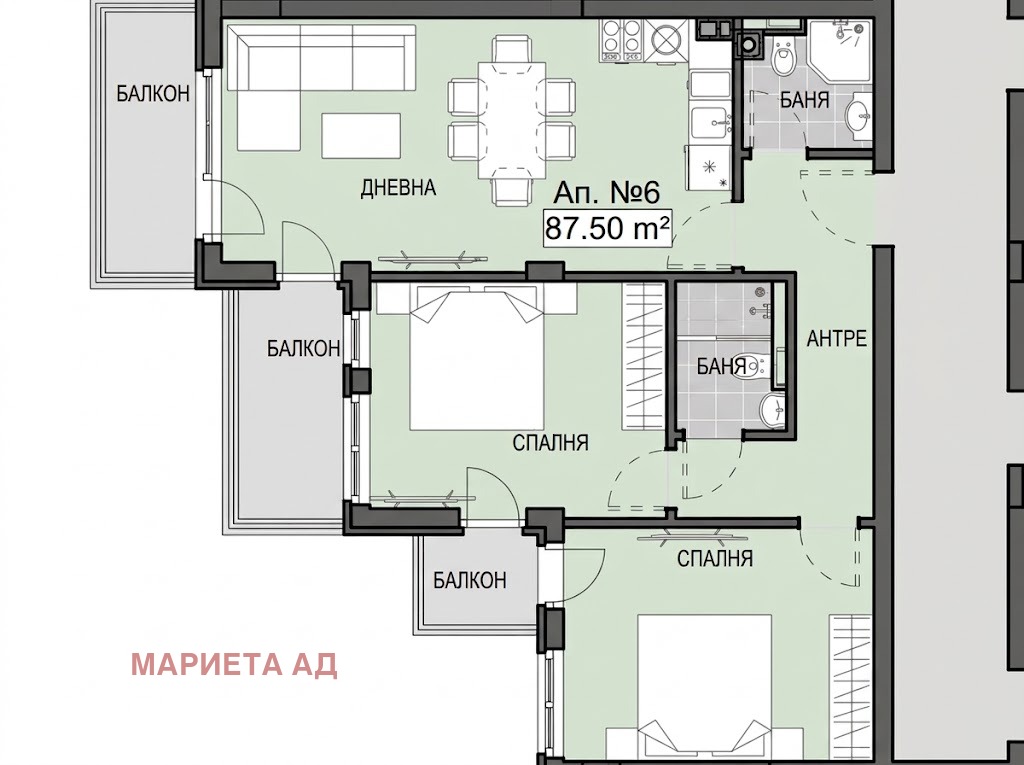 Продава 3-СТАЕН, гр. София, Кръстова вада, снимка 2 - Апартаменти - 56117619