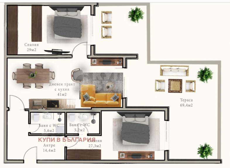 Продается  2 спальни Варна , м-т Ален мак , 214 кв.м | 38433379 - изображение [2]
