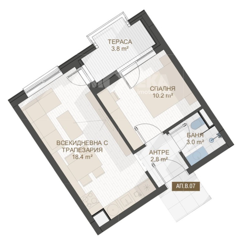 Eladó  1 hálószoba Plovdiv , Centar , 55 négyzetméter | 26664265