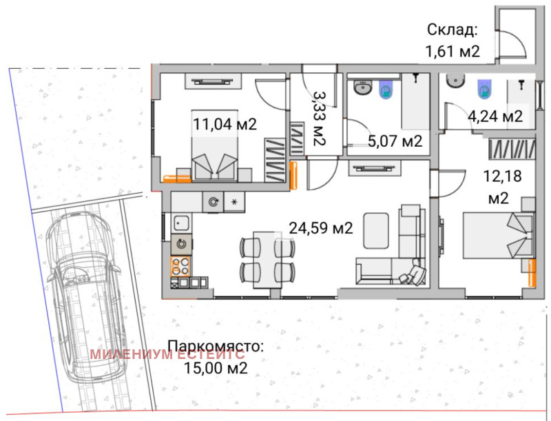 In vendita  2 camere da letto Sofia , Malinova dolina , 144 mq | 15985400
