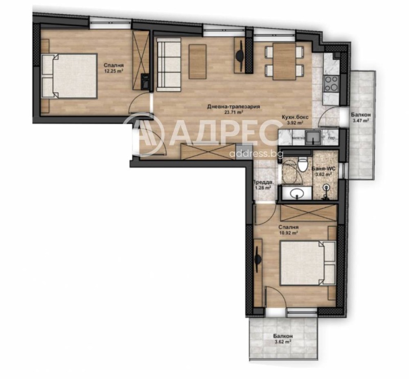 In vendita  2 camere da letto Sofia , Liulin 4 , 87 mq | 76052343 - Immagine [2]