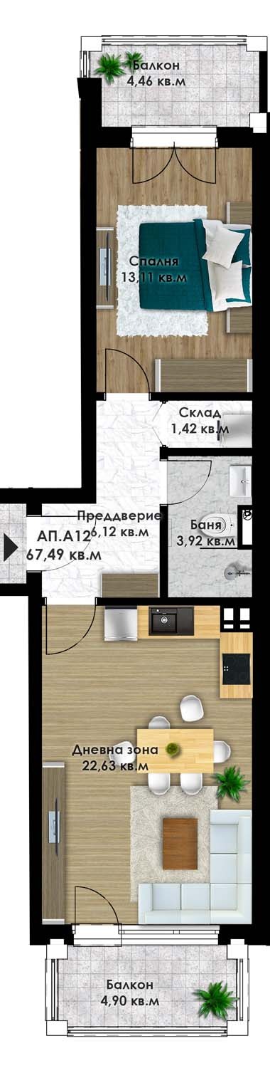 Продава  2-стаен град Пловдив , Коматево , 79 кв.м | 97404923 - изображение [3]