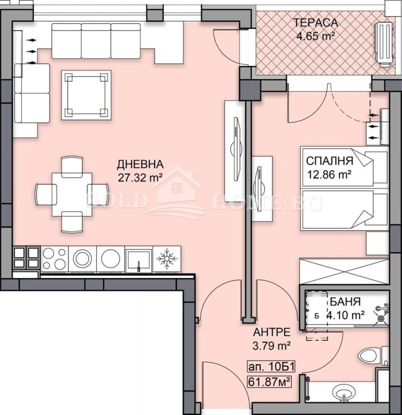 Satılık  1 yatak odası Plovdiv , Gagarin , 74 metrekare | 35486934 - görüntü [2]