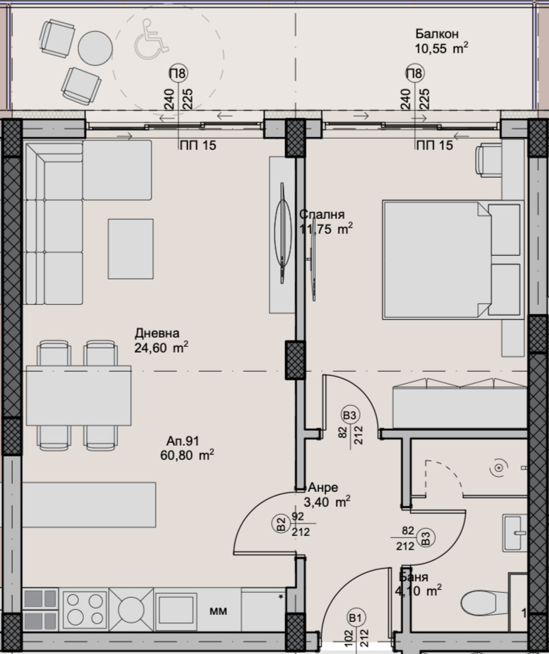 Na prodej  1 ložnice Plovdiv , Christo Smirnenski , 77 m2 | 16433576 - obraz [2]