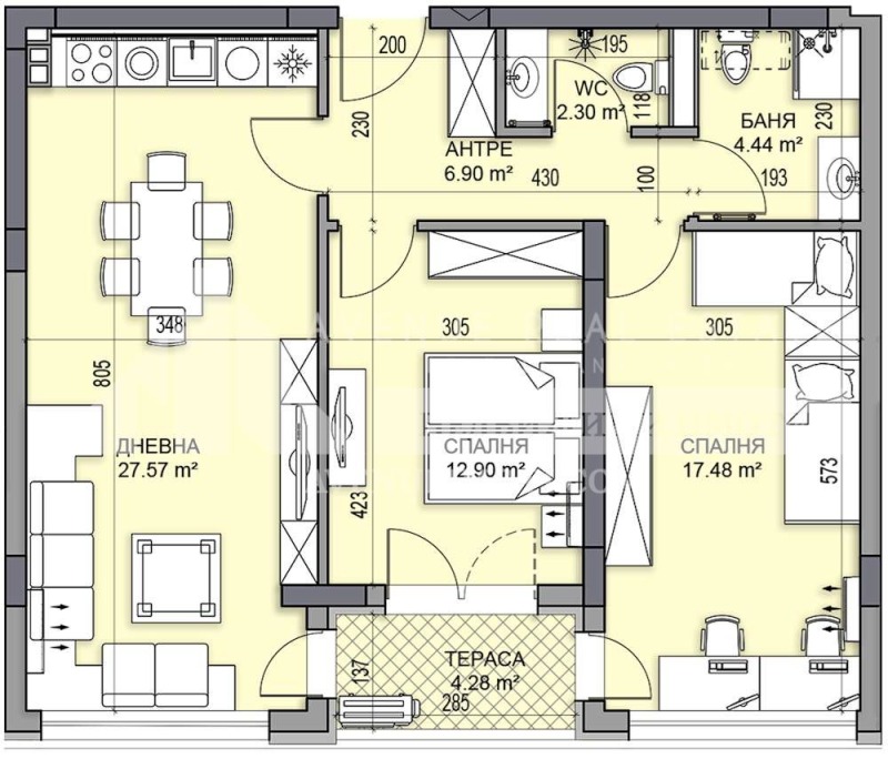 Till salu  2 sovrum Plovdiv , Gagarin , 104 kvm | 68005549