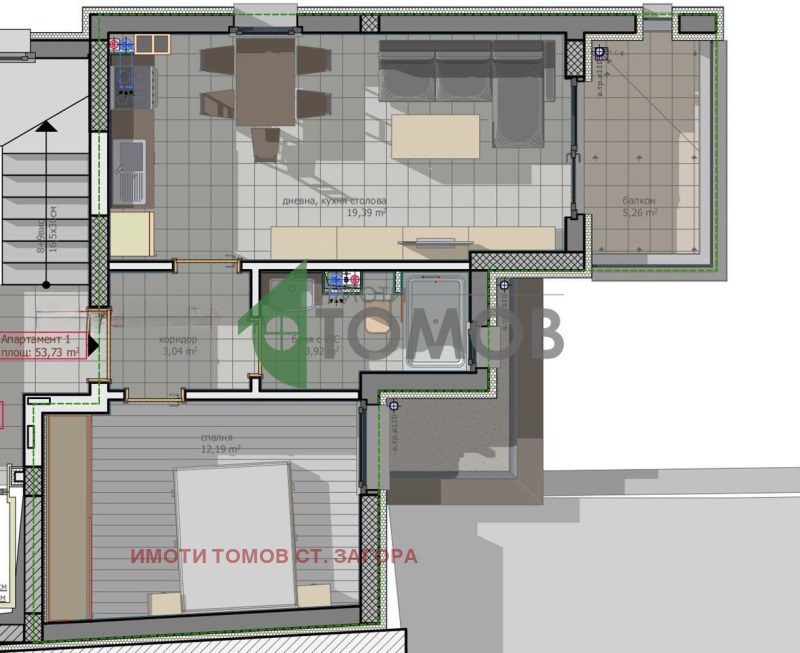 Продава 2-СТАЕН в град Стара Загора, Опълченски - 65 кв.м / 80 000 € » 156 466.40 лв., ИМОТИ ТОМОВ СТ. ЗАГОРА