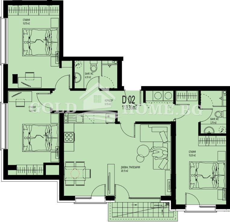 Продава 4-СТАЕН, гр. Пловдив, Христо Смирненски, снимка 2 - Апартаменти - 53691668