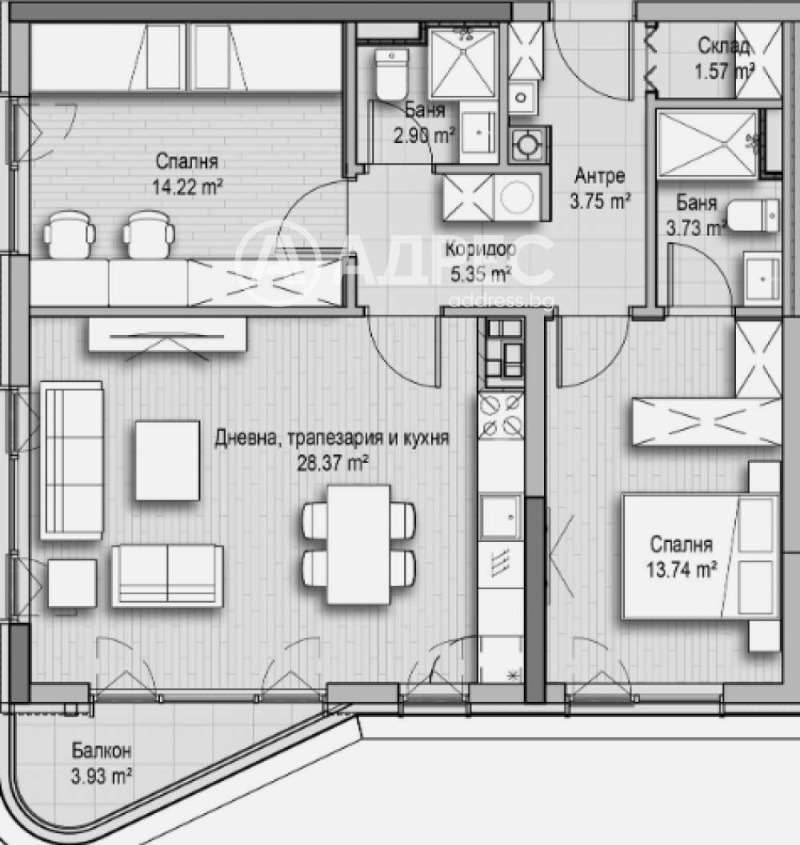 Eladó  2 hálószobás Sofia , Hladilnika , 116 négyzetméter | 82125481
