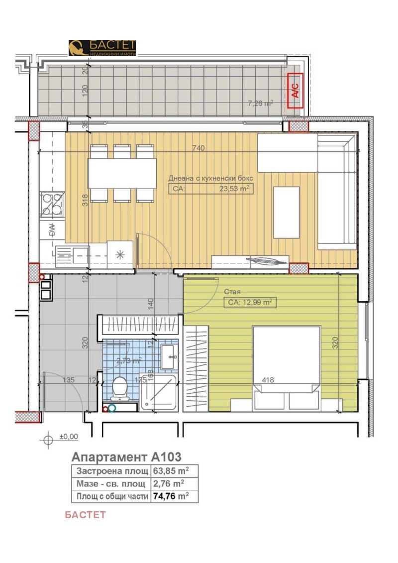 Продается  1 спальня София , Карпузица , 78 кв.м | 74968106