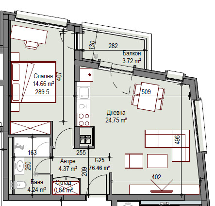 Till salu  1 sovrum Sofia , Suhata reka , 76 kvm | 49581942 - bild [2]