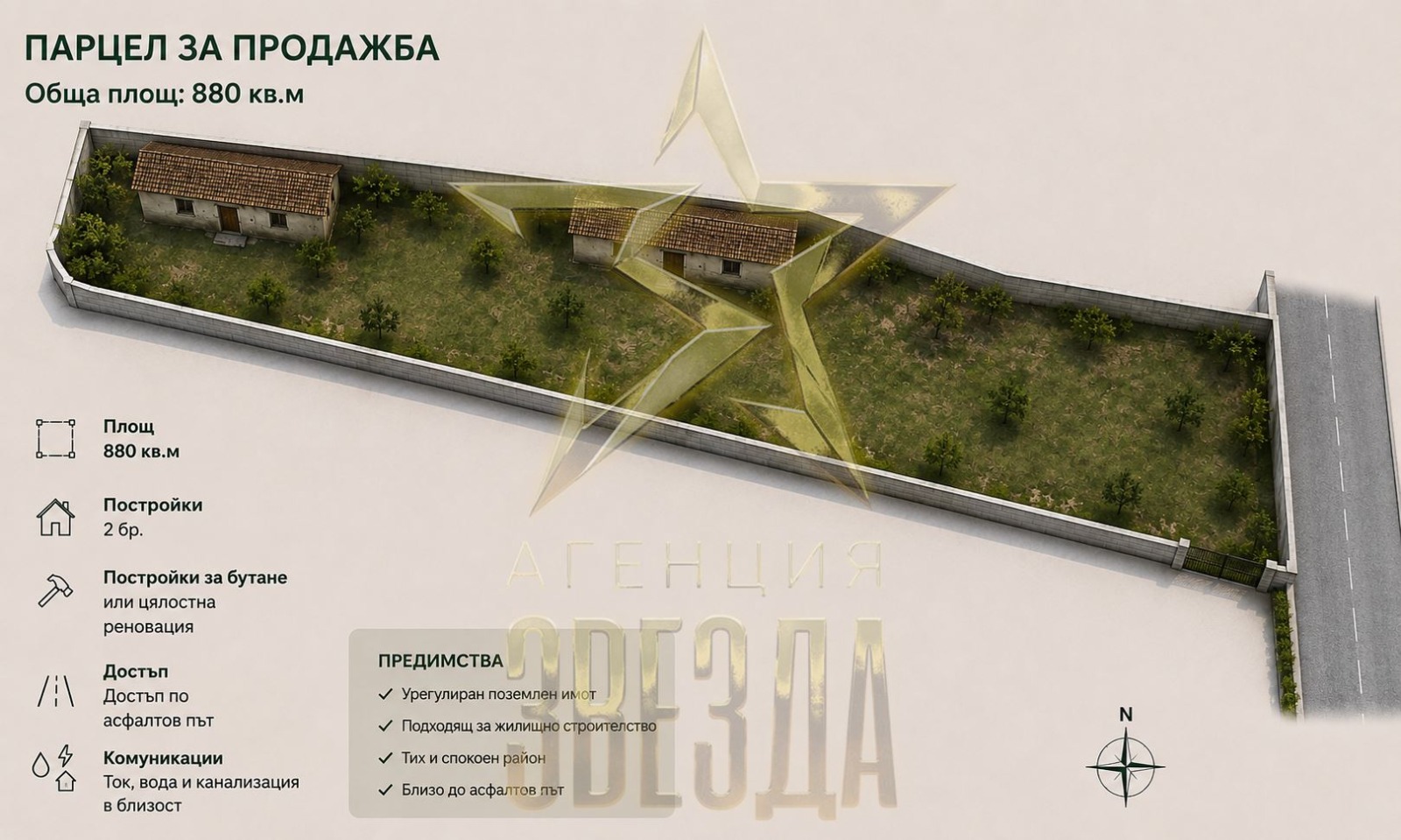 Продава ПАРЦЕЛ, гр. Първомай, област Пловдив