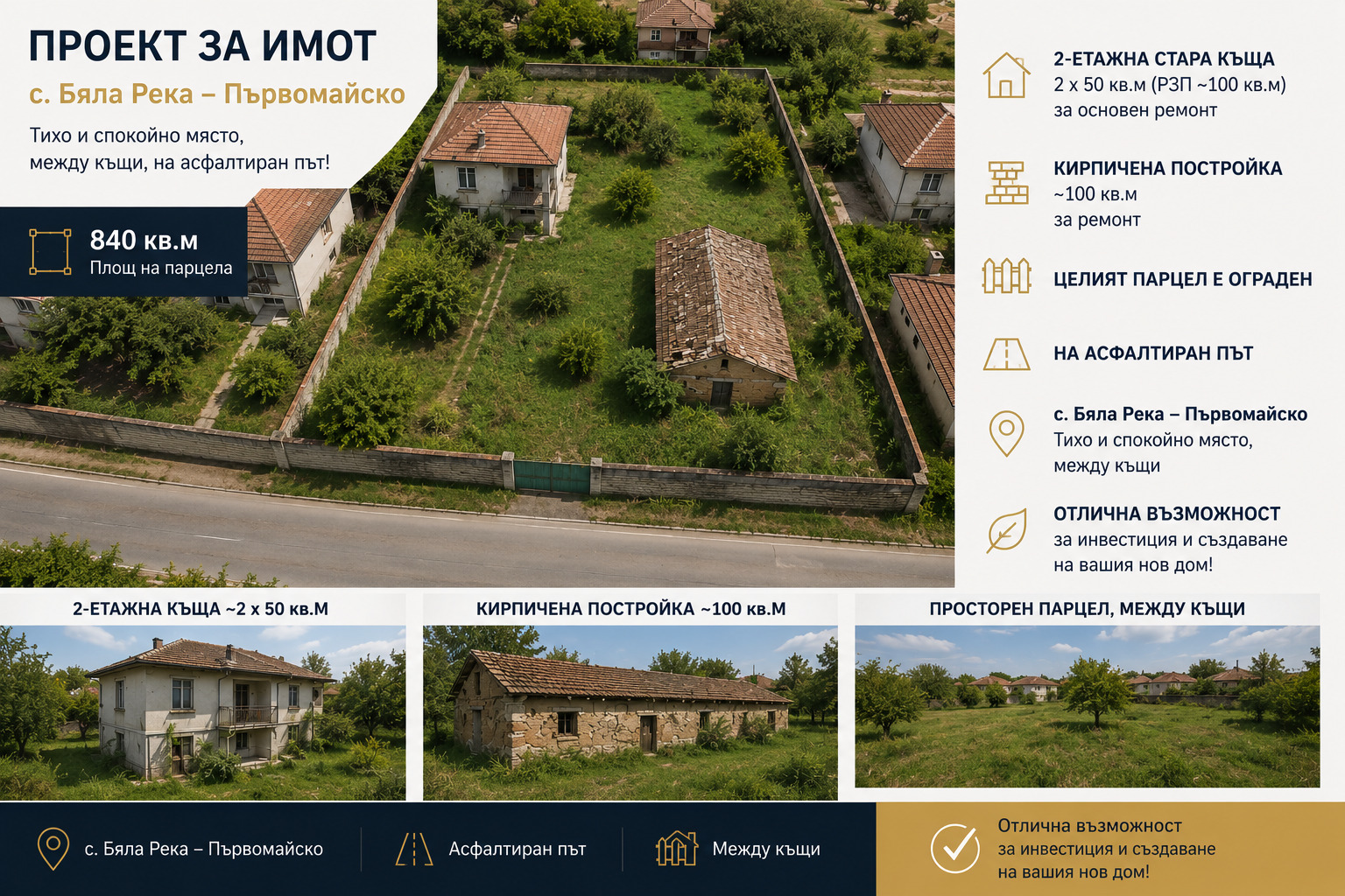 Продава ПАРЦЕЛ, гр. Първомай, област Пловдив