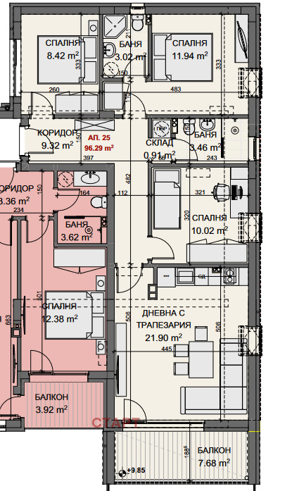 Na prodej  2 ložnice Stara Zagora , Samara 3 , 122 m2 | 77423653 - obraz [5]