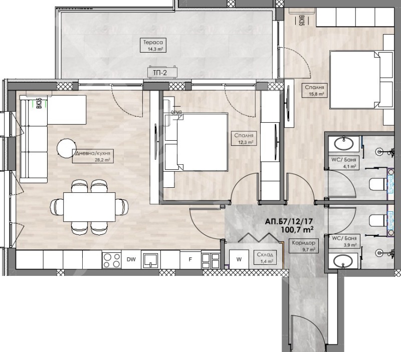 En venta  2 dormitorios Plovdiv , Karshiyaka , 113 metros cuadrados | 66976966