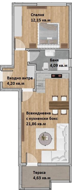Til salgs  1 soverom Plovdiv , Hristo Smirnenski , 65 kvm | 97216251 - bilde [2]