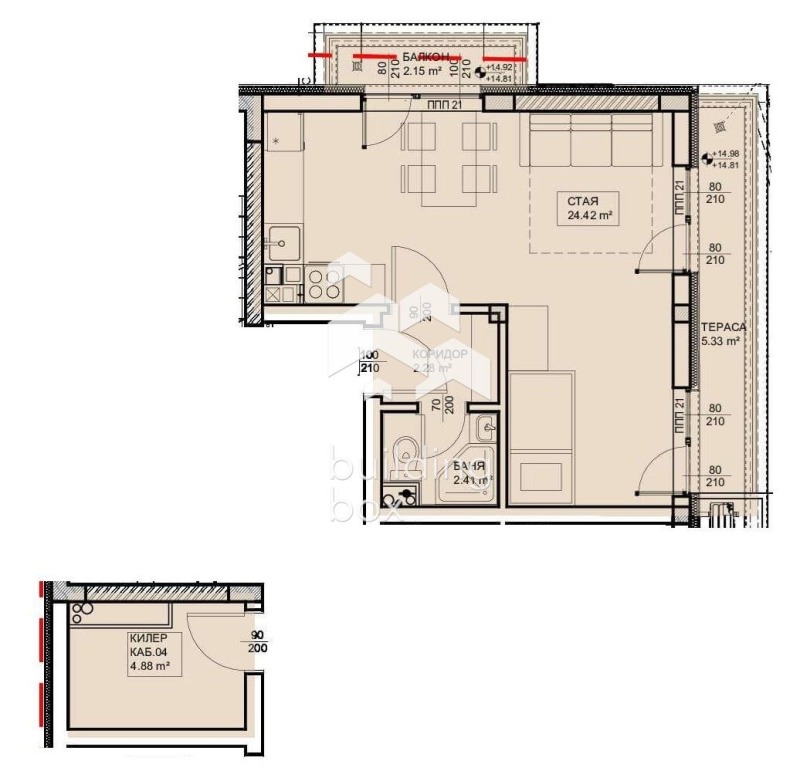 Satılık  1 yatak odası Varna , Izgrev , 59 metrekare | 41033448 - görüntü [3]