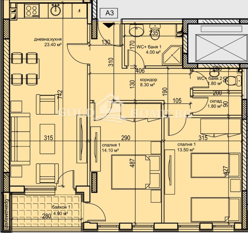 Eladó  2 hálószobás Plovdiv , Karsijaka , 100 négyzetméter | 60642852 - kép [3]