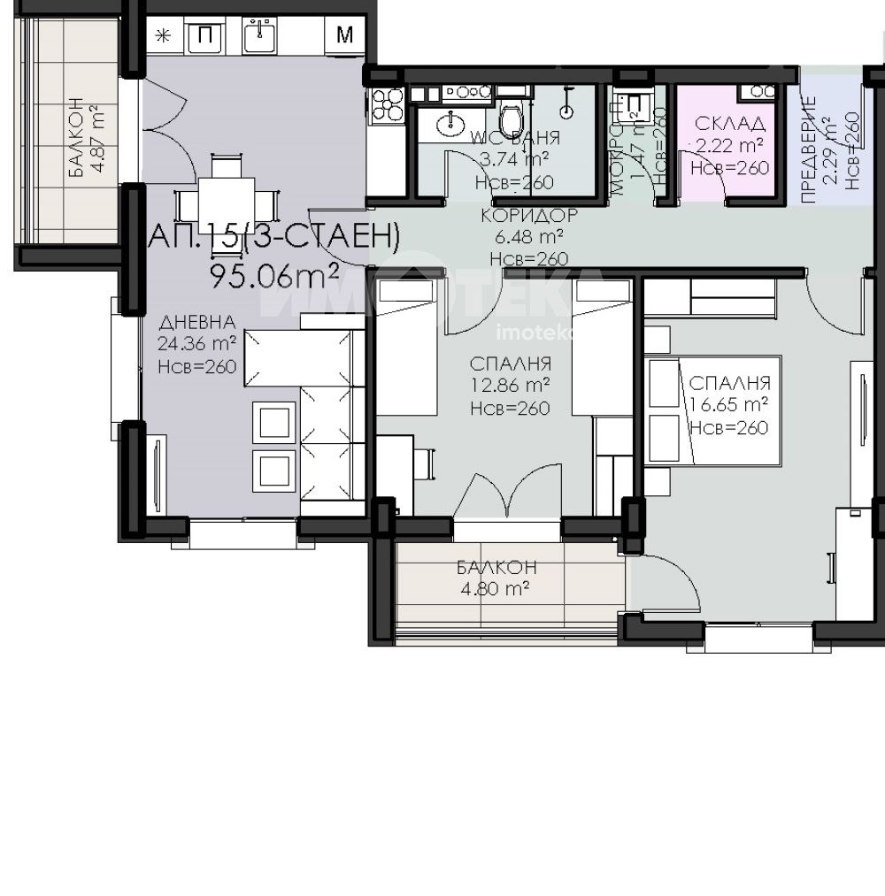 Продава 3-СТАЕН, гр. София, Овча купел, снимка 4 - Апартаменти - 54507242