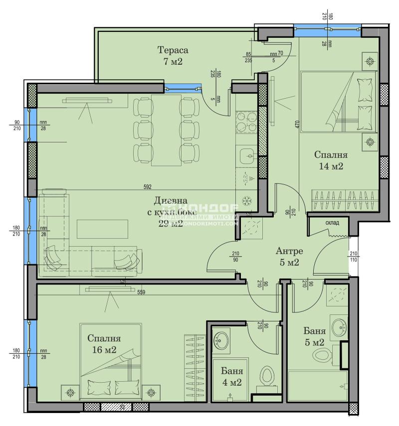 Продается  2 спальни Пловдив , Христо Смирненски , 112 кв.м | 46324584 - изображение [2]