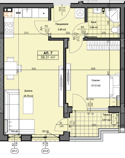 Satılık  1 yatak odası Plovdiv , Karşiyaka , 59 metrekare | 60772272 - görüntü [2]