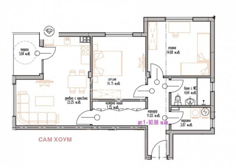 Продаја  2 спаваће собе Варна , м-т Долна Трака , 100 м2 | 22513607 - слика [2]