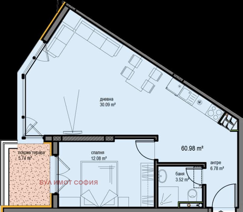 En venta  1 dormitorio Sofia , Ovcha kupel , 78 metros cuadrados | 17608043 - imagen [2]
