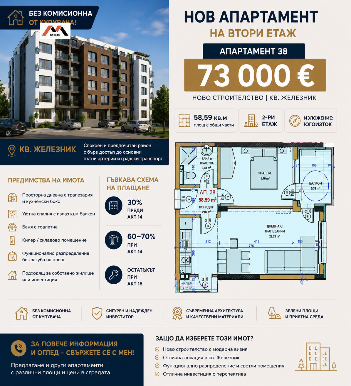 Продава 2-СТАЕН, гр. Стара Загора, Железник - център, снимка 5 - Апартаменти - 55573868