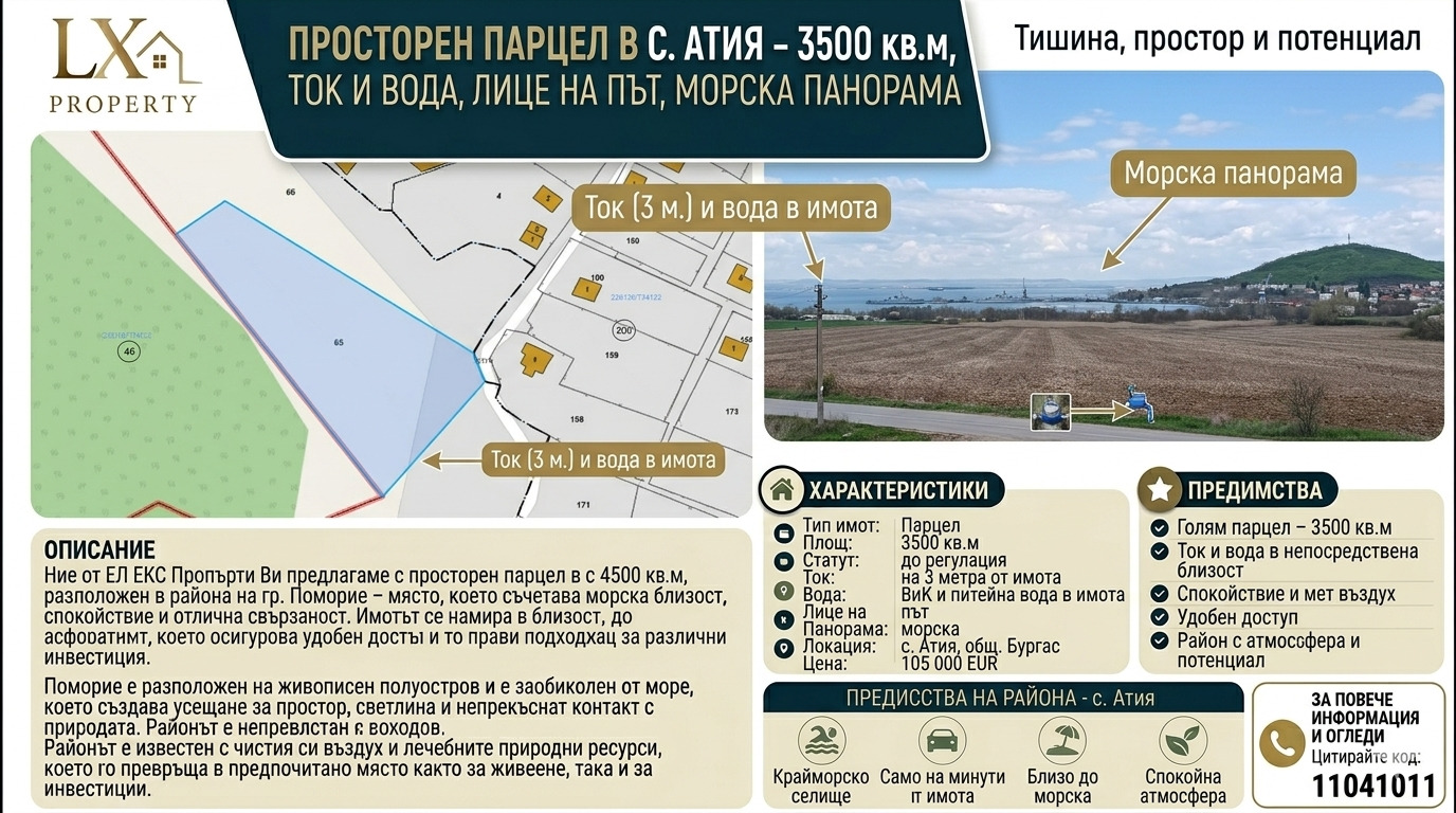 Продава ПАРЦЕЛ, гр. Черноморец, област Бургас