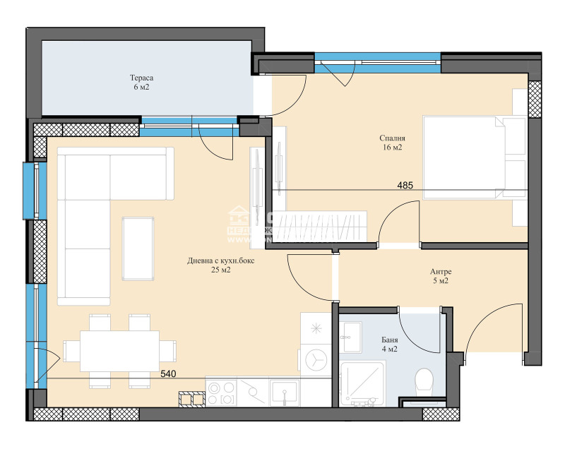 Na prodej  1 ložnice Plovdiv , Christo Smirnenski , 72 m2 | 21948307 - obraz [5]