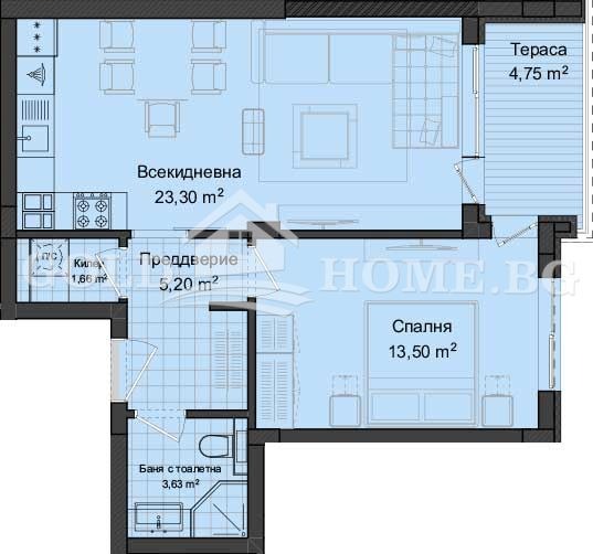 De vânzare  1 dormitor Plovdiv , Gagarin , 71 mp | 89953572 - imagine [3]