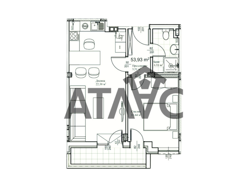Продается  1 спальня Пловдив , Прослав , 60 кв.м | 21528166 - изображение [2]