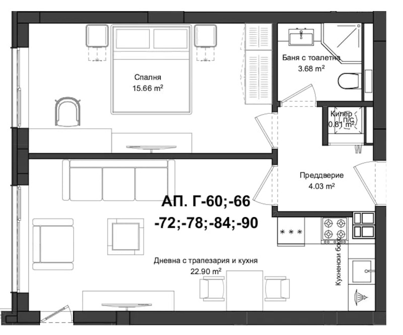 Продаја  1 спаваћа соба Пловдив , Гагарин , 74 м2 | 49560712 - слика [2]