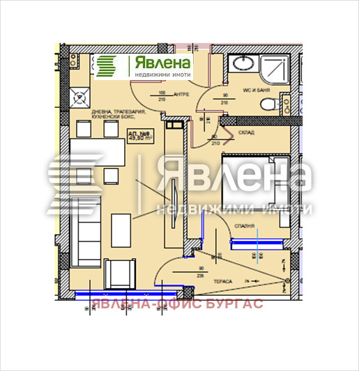 En venta  1 dormitorio región Burgas , Pomorie , 59 metros cuadrados | 39550543