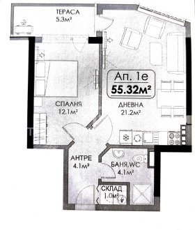 1 bedroom Meden rudnik - zona V, Burgas 2