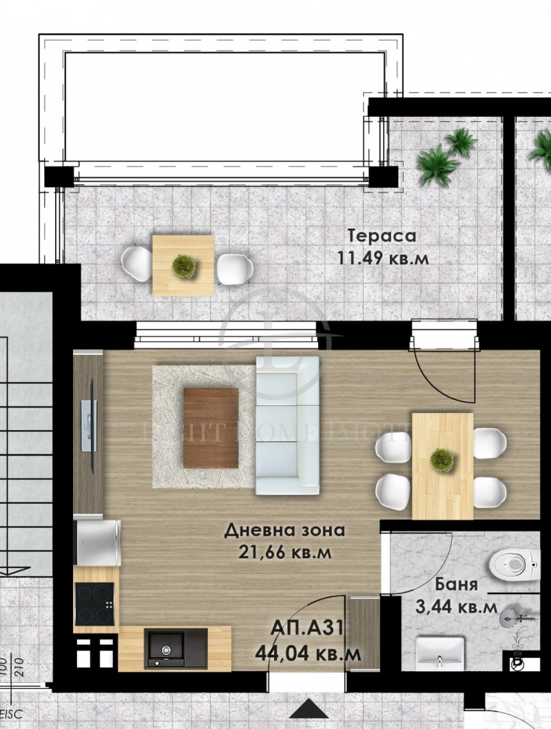 In vendita  Studio Plovdiv , Kiuchuk Parig , 52 mq | 40560900