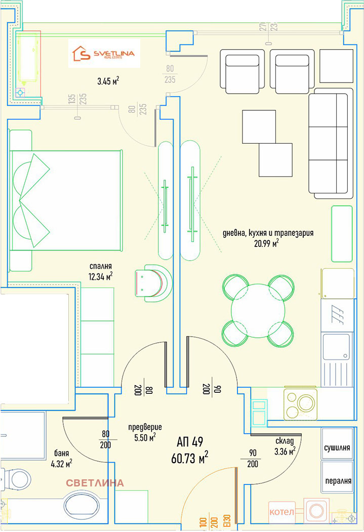 Till salu  1 sovrum Sofia , Simeonovo , 72 kvm | 49243695 - bild [7]