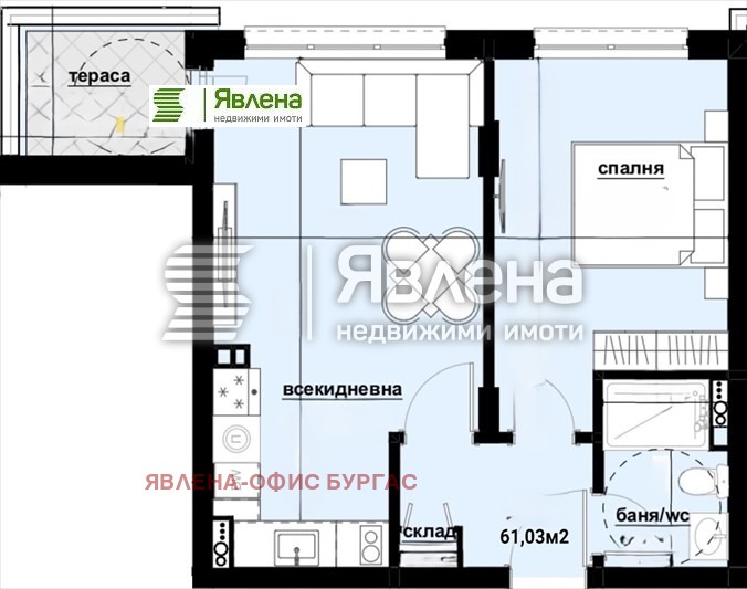 Te koop  1 slaapkamer Burgas , Izgrev , 61 m² | 68342581