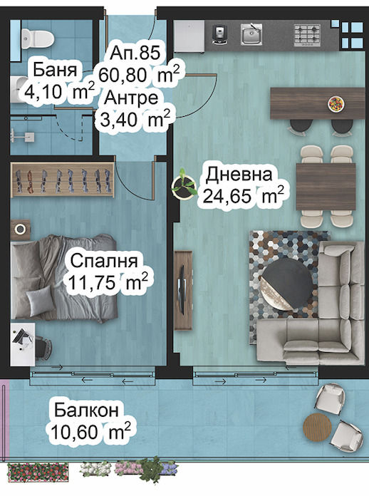 Продава  2-стаен град Пловдив , Отдих и култура , 71 кв.м | 83600713 - изображение [2]