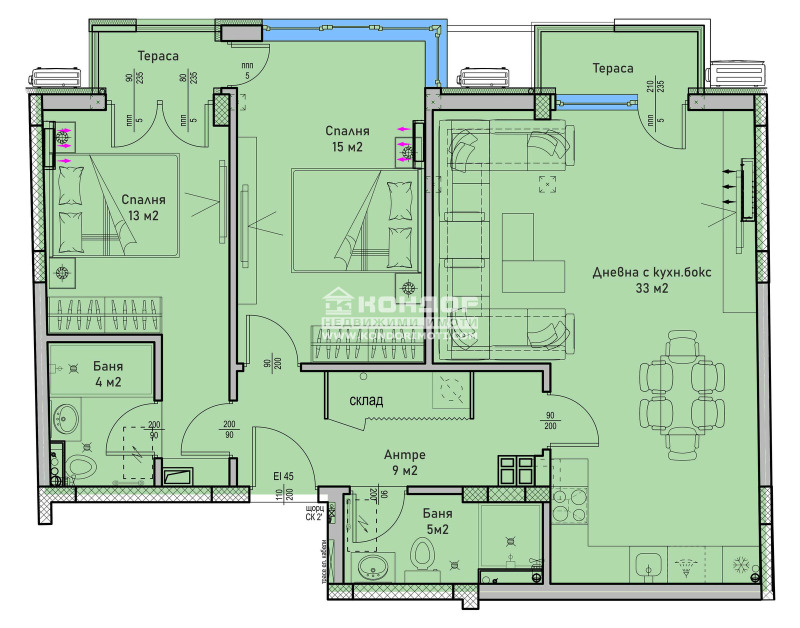 Продава  3-стаен град Пловдив , Въстанически , 114 кв.м | 59956542 - изображение [2]